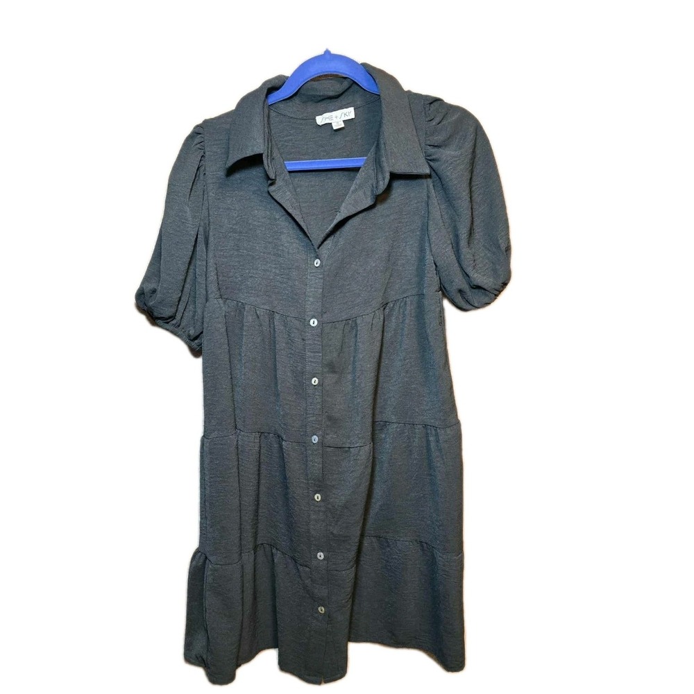 She +‎ Sky Charcoal Gray Button-Up Dress  Women's Size Small  Casual Chic Style